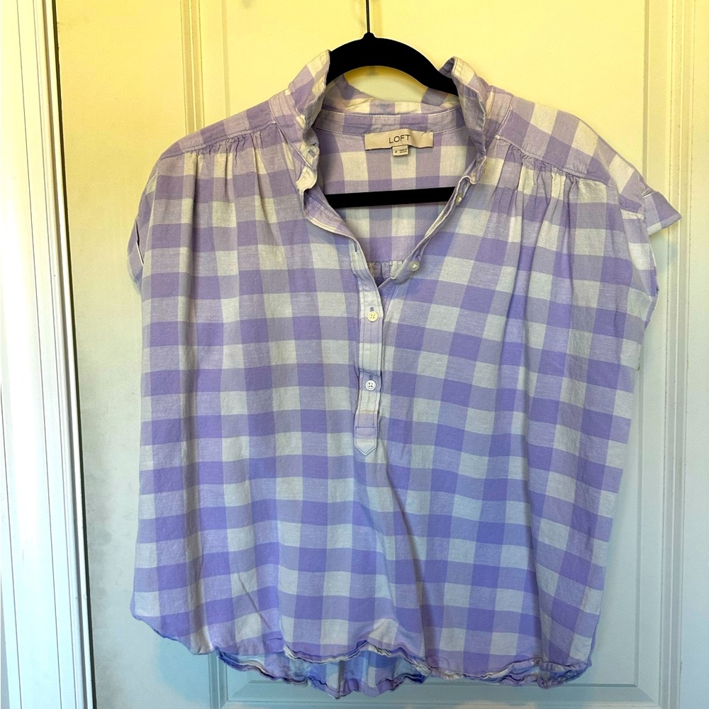 Gingham Boyfriend top - LOFT